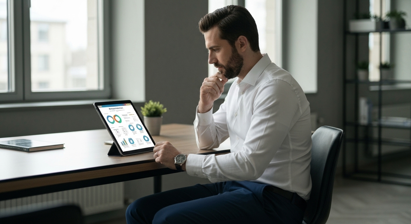 다양한 개인연금 상품 중에서 자신에게 맞는 것을 신중하게 선택하고 있는 사람의 모습.