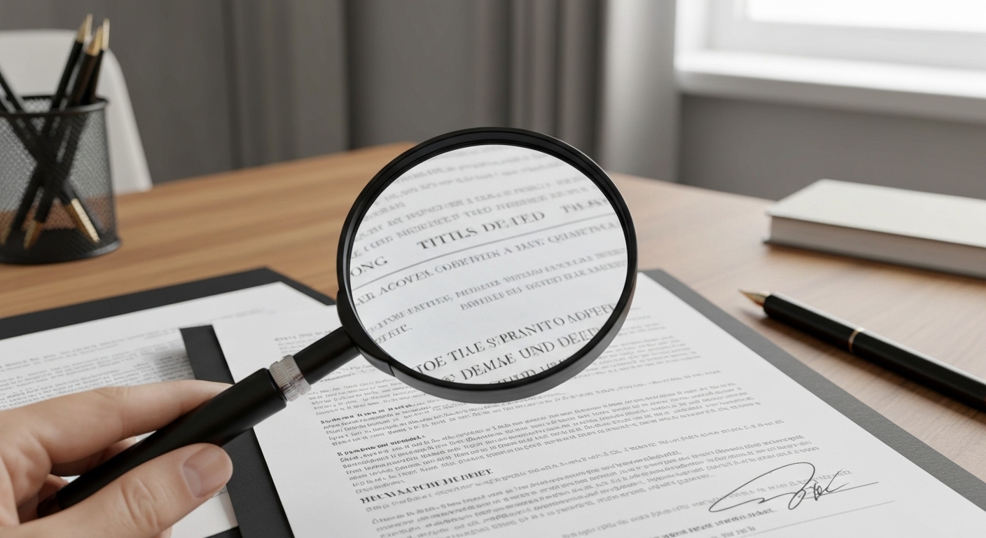 등기부등본과 같은 중요 서류를 꼼꼼히 확인하는 모습