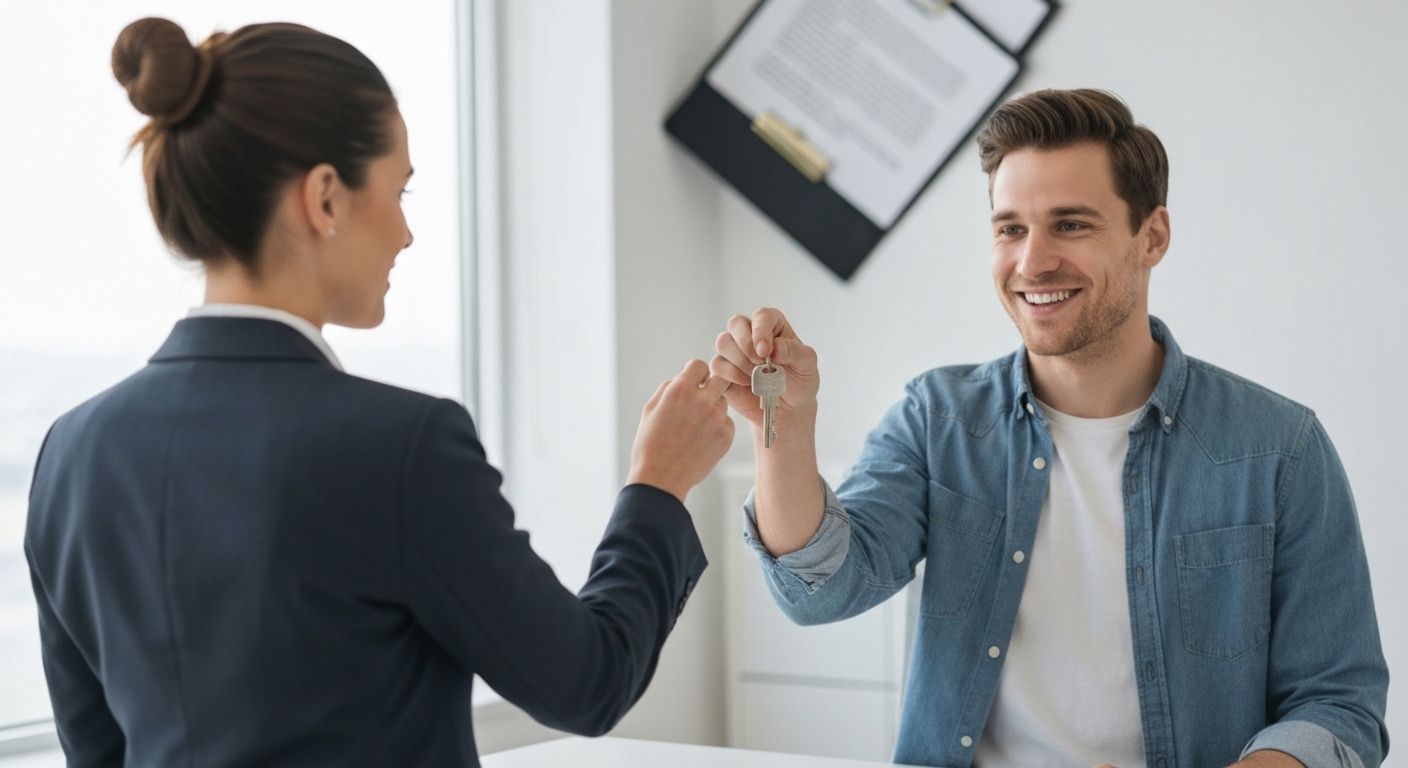 잔금을 지급하고 소유권 이전 등기를 진행하는 모습