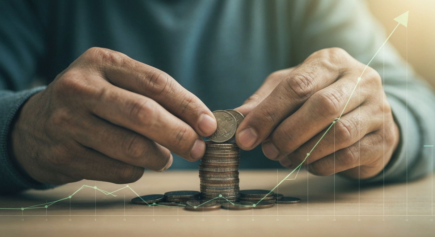 국민연금 수령액을 늘리기 위해 돈을 쌓거나 관리하는 손의 모습