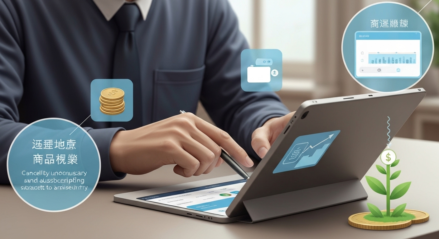 MZ세대가 가계부 앱으로 지출을 관리하고, 푼돈을 모아 비상금을 만들며 자동 투자로 자산을 불려나가는 모습을 보여주는 이미지