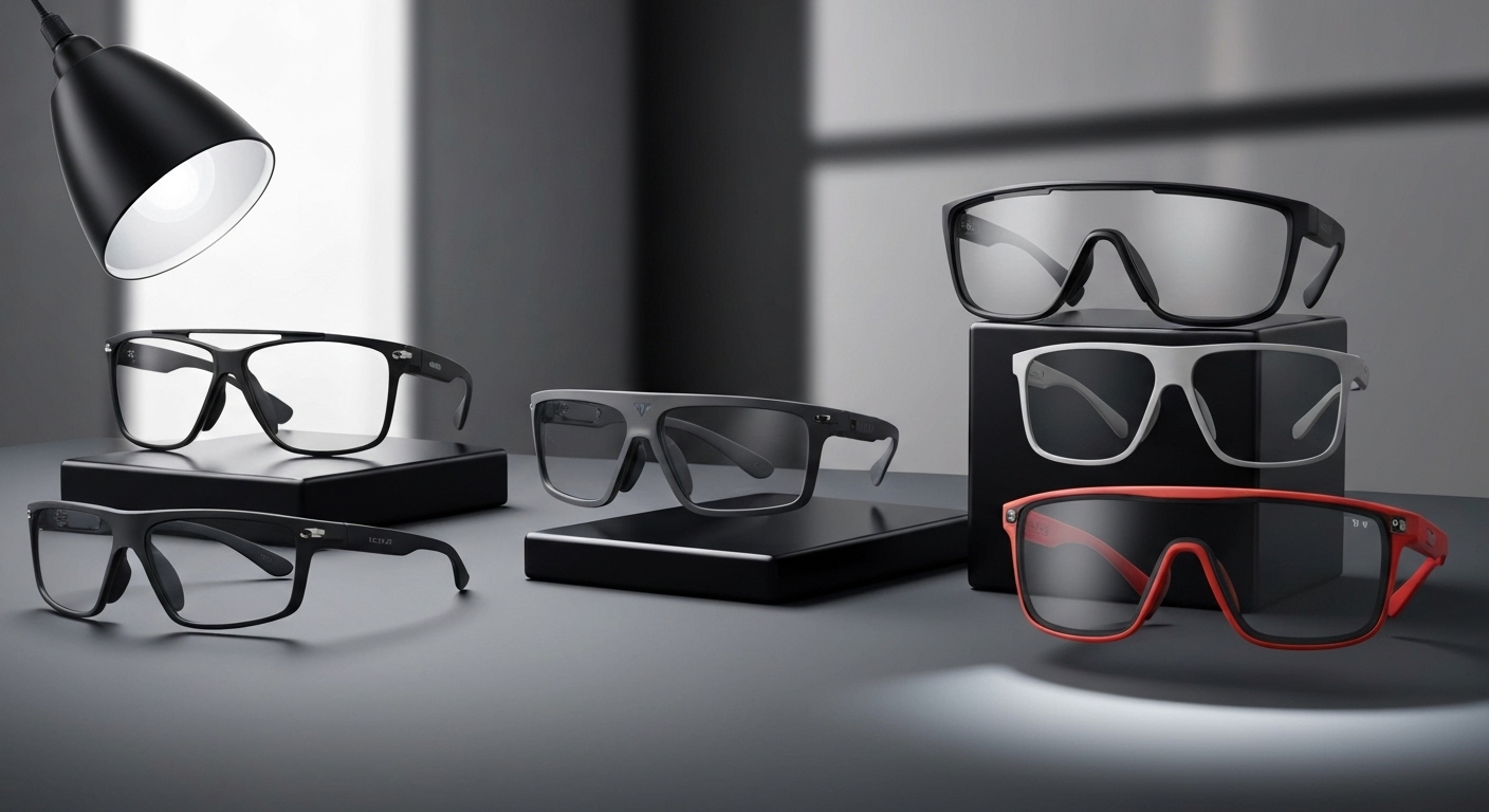 엑스리얼, 레이네오, 로키드 등 다양한 브랜드의 주요 AR 글래스 모델들을 한데 모아 비교하는 모습